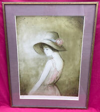 Belle Lithographie Signée Numérotée Jeune Fille a la Rose de Bernard CHAROY
