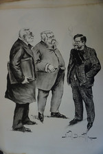 Noël DORVILLE (1874-1938) LITHO ORIGINALE CARICATURE HOMME SATIRISME BEAUNE 1902