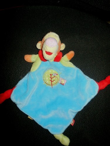 Doudou plat tigrou - plat, bleu