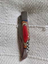 Couteau pliant avec tire-bouchon, 11 cm, manche bois arc en ciel