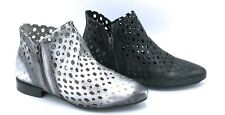 Felmini B838 Bottine Cuir Perforé Argenté Noir