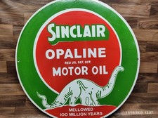 Plaque métal émaillé huile moteur opaline porcelaine Sinclair taille 30" pouc...