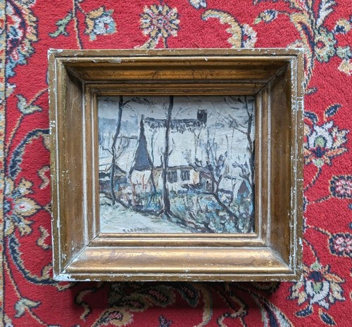 Hst paysage neige signée - paysage,