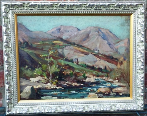 Paysage montagne huile - de,
