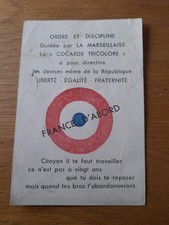 Carte D Adhesion La Cocarde Tricolore Annees 40 ww2 
