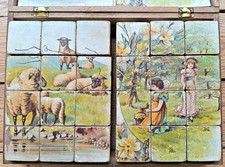 Fin XIXe - JOLI PETIT JEU DE CUBES ANCIEN - Puzzle jouet 19e