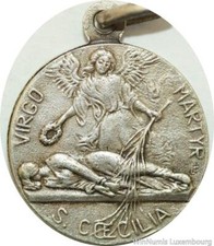 E8651 Médaille Sainte Cécile Virgo Martyr Argenté Silvered ->Make offer