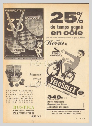 1961 document pub vélosolex - pub, :