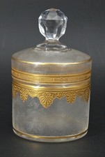 Saint Louis modèle Nelly, boite à poudre, poudrier, cristal doré, style Empire.