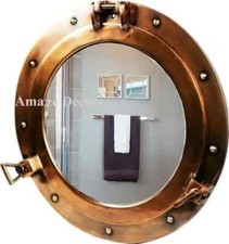 Miroir ancien hublot 12" nautique grande fenêtre fonctionnelle cabine navire ...