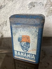 Petite boite ancienne lithographiée  BANANIA, bleue, blanc rouge
