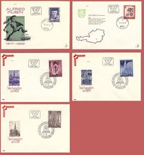 Lot 5 enveloppes premier jour