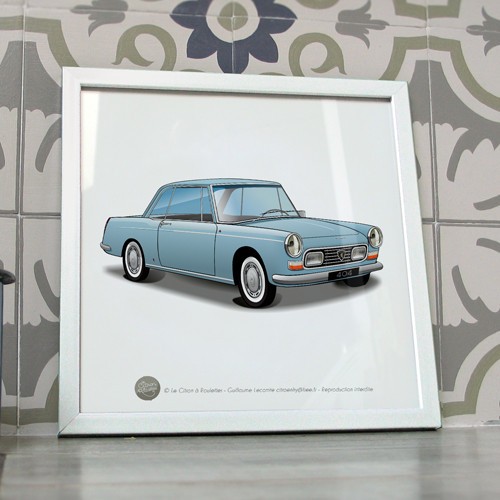 Poster peugeot 404 coupé bleu - poster,