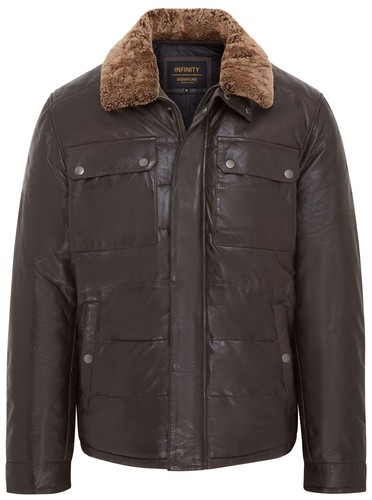 Homme marron cuir doudoune - homme,