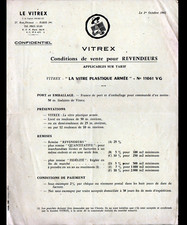 PARIS (IX°) VITRES en plastique armé "LE VITREX" Tract en 1961