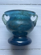 Rare Vase Pâte De Verre Bleue
