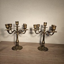 2 CHANDELIERS ANCIENS EN LAITON 5 BRAS / DECORATION ANCIENNE 