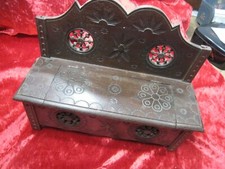 meuble miniature ANCIEN banc coffre breton Taille 30x11x23,5cm __B39