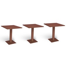 Table De Bar Rouge Brique 70 Cm X 70 Cm Avec Plateau En Aluminium Verni X 3