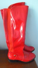 Bottes pour femmes en PU, verni brillant rouge cerise