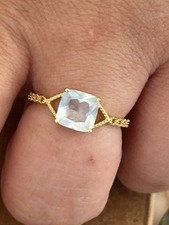 Bague Aigue-Marine & Plaqué Or – Fraîcheur Élégante et Taille Réglable