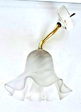 VINTAGE ANCIEN ABAT JOUR APPLIQUE  EN VERRE DEPOLI DOUILLE PORCELAINE