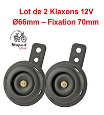 Lot 2 Klaxons Noirs 12V Ø66mm