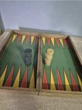 ancien jeu de backgammon /dames bois vintage 60's