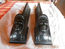 2 Chenets Anciens en Fonte en Parfait état "Tête de Femme"