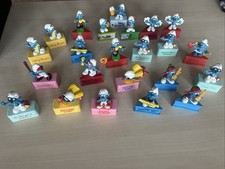 Lot 23 Schtroumpfs Vintage 1980 Sur Socle Smurfs Schleich Bata