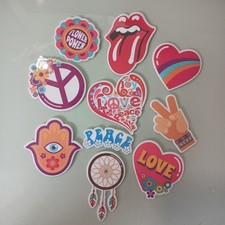 Set de Stickers "Peace & Love" Vintage – Lot de 9 Autocollants Hippie Chic