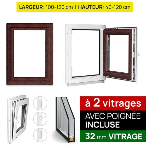 Fenêtre pvc acajou double - fenêtre,