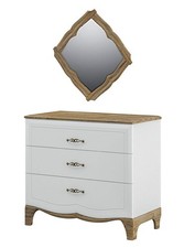 Ensemble De 2 Tiroirs Tiffanie Commode Miroir Mur Blanc Chêne Provence (18350)