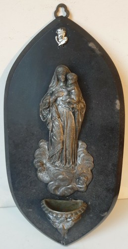 Benitier ancien vierge l - ancien,