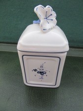 POT COUVERT  FAIENCE  EMAILLEE  VILLEROY ET BOCH  FLEURS BLEU