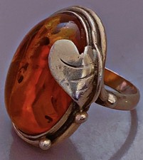 Ancienne bague argent ambre