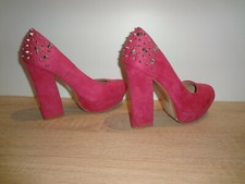 METALIKA 39 TALON 12CM CLOU ROSE FUCHSIA CONFORT CHAUSSURE BASKET TOP MODE  PAIR