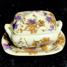 SOUPIERE + PLATEAU MINIATURE Décor Floral DINETTE PORCELAINE VITRINE N°14