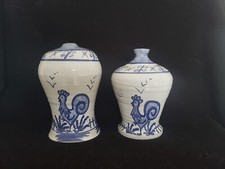 2 Vases/pied De Lampe Contemporain, Poterie Émaillée Corse