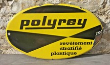 Ancienne Plaque Émaillé Publicitaire Polyrey Revêtements Stratifié Plastique