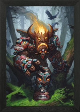 Totem Golem in Forest Framed