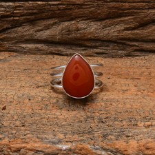 Splendid Rouge Cornaline Pierre 925 Argent Sterling Handmade Bague Tout Taille