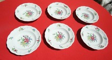 6 assiettes creuses LUNEVILLE K G modèle réverbere décor de roses
