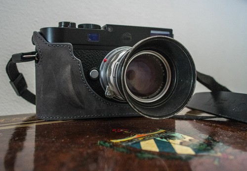 Real leather camera half - leather, case