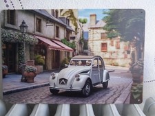 TOLE METAL 2 CV CITROEN 20 X 30 CMS NON PLAQUE EMAILLEE ANCIENNE