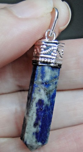 Pendentif pointe polie lapis - pendentif,