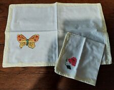 Set de table et serviette pour bébé coton avec papillon appliqué