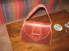Sac main Authentique vintage  Cuir rouge - 1960 Création Artisanale