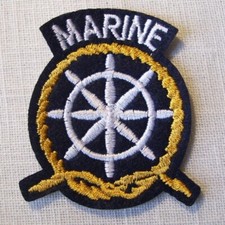 ÉCUSSON PATCH - ANCRE MARINE BLANC DORÉ ** 5 x 6 cm ** Applique thermocollante