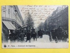 cpa PARIS 1902 Transport Circulation ATTELAGE AUTOMOBILE VOITURE CALÈCHE AUTOBUS